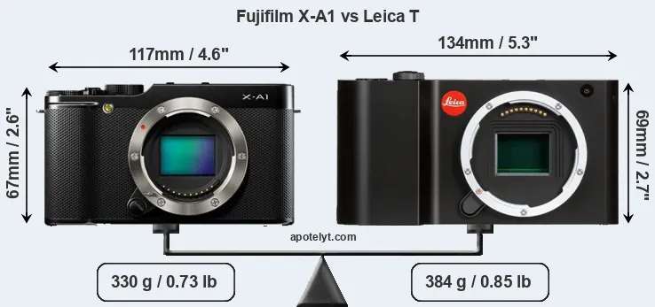 Size Fujifilm X-A1 vs Leica T