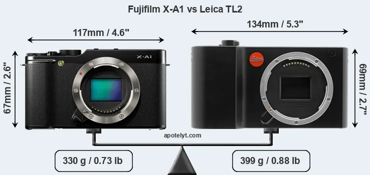 Size Fujifilm X-A1 vs Leica TL2