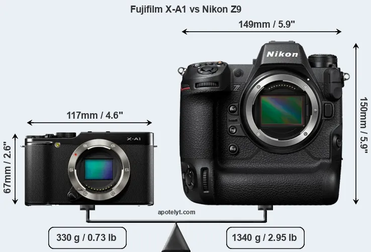 Size Fujifilm X-A1 vs Nikon Z9