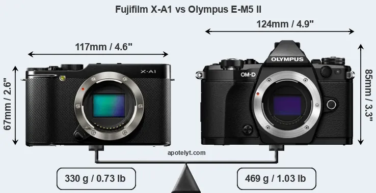 Size Fujifilm X-A1 vs Olympus E-M5 II