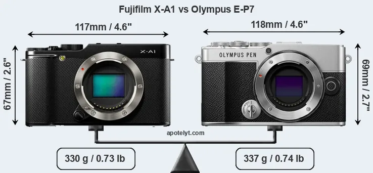 Size Fujifilm X-A1 vs Olympus E-P7