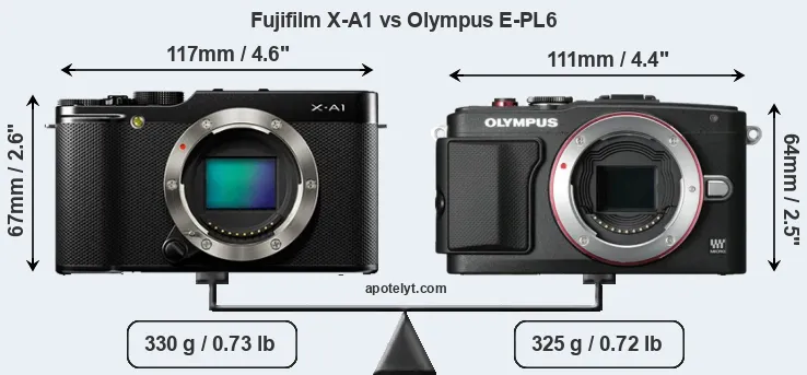 Size Fujifilm X-A1 vs Olympus E-PL6