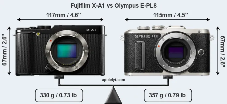 Size Fujifilm X-A1 vs Olympus E-PL8