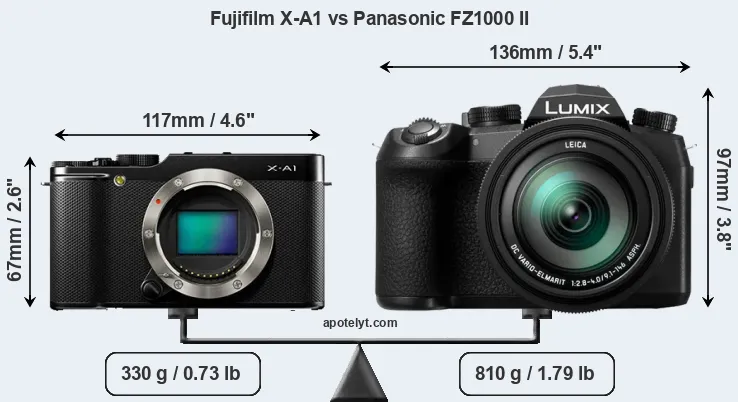 Size Fujifilm X-A1 vs Panasonic FZ1000 II