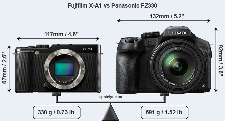 Size Fujifilm X-A1 vs Panasonic FZ330
