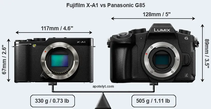 Size Fujifilm X-A1 vs Panasonic G85