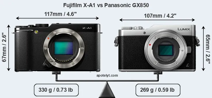 Size Fujifilm X-A1 vs Panasonic GX850