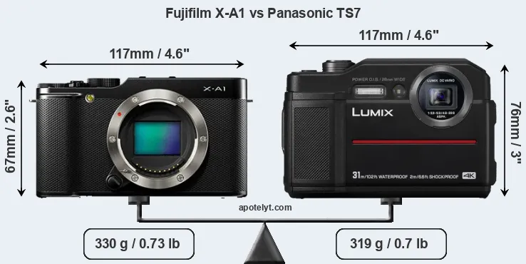 Size Fujifilm X-A1 vs Panasonic TS7
