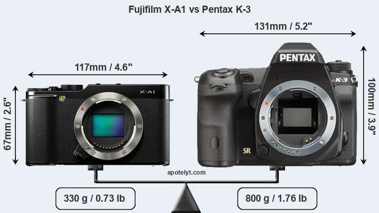 Size Fujifilm X-A1 vs Pentax K-3