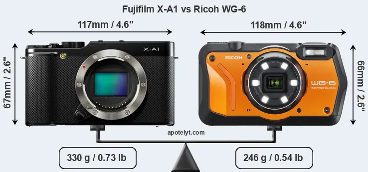 Size Fujifilm X-A1 vs Ricoh WG-6