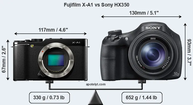 Size Fujifilm X-A1 vs Sony HX350