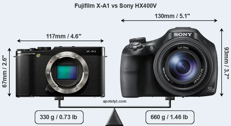 Size Fujifilm X-A1 vs Sony HX400V