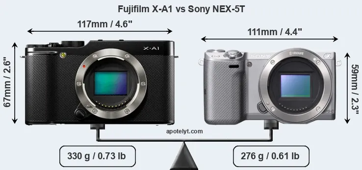 Size Fujifilm X-A1 vs Sony NEX-5T
