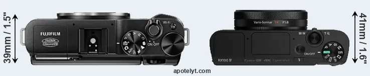 Compare X-A1 versus RX100 IV top