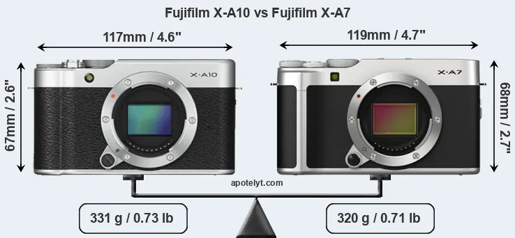 Size Fujifilm X-A10 vs Fujifilm X-A7
