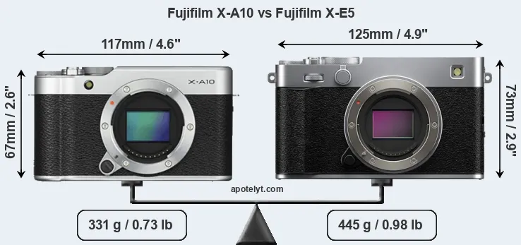 Size Fujifilm X-A10 vs Fujifilm X-E5