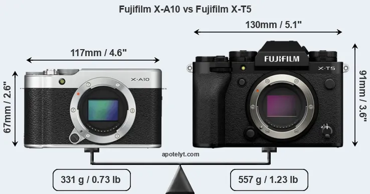 Size Fujifilm X-A10 vs Fujifilm X-T5