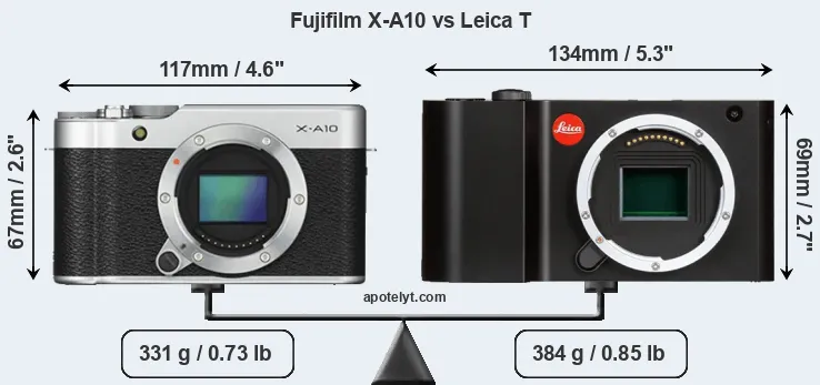 Size Fujifilm X-A10 vs Leica T