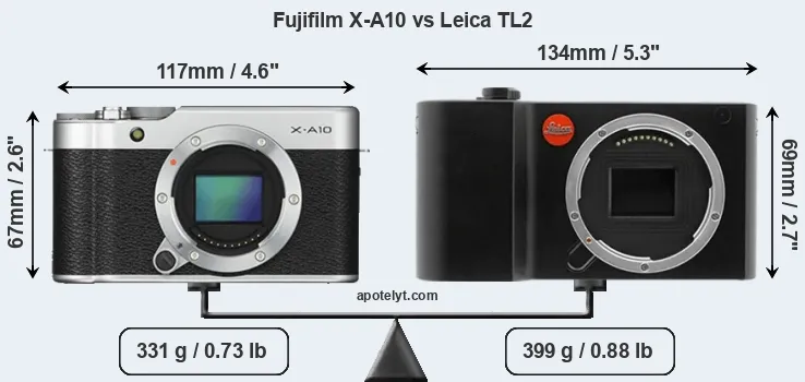 Size Fujifilm X-A10 vs Leica TL2