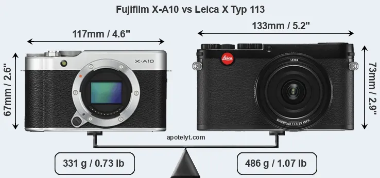 Size Fujifilm X-A10 vs Leica X Typ 113