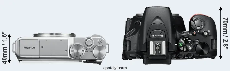 Compare X-A10 versus D5600 top