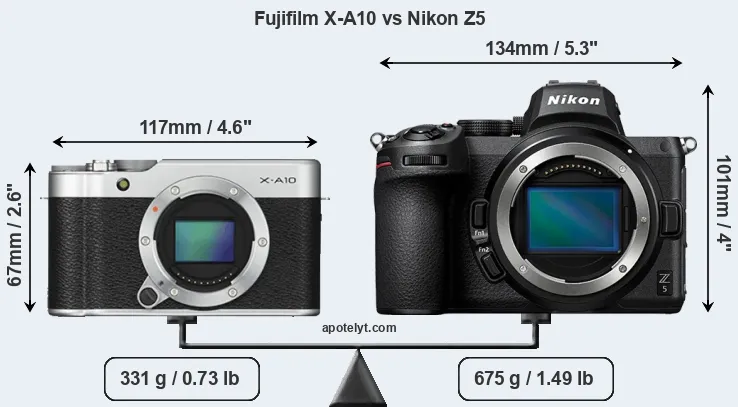 Size Fujifilm X-A10 vs Nikon Z5
