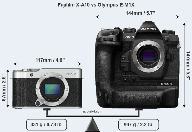 Size Fujifilm X-A10 vs Olympus E-M1X