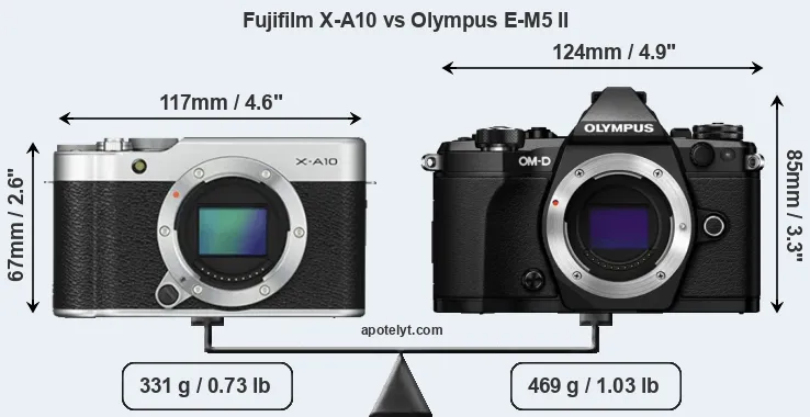 Size Fujifilm X-A10 vs Olympus E-M5 II