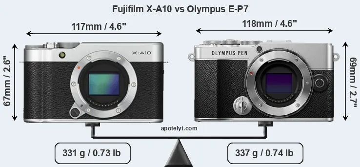 Size Fujifilm X-A10 vs Olympus E-P7
