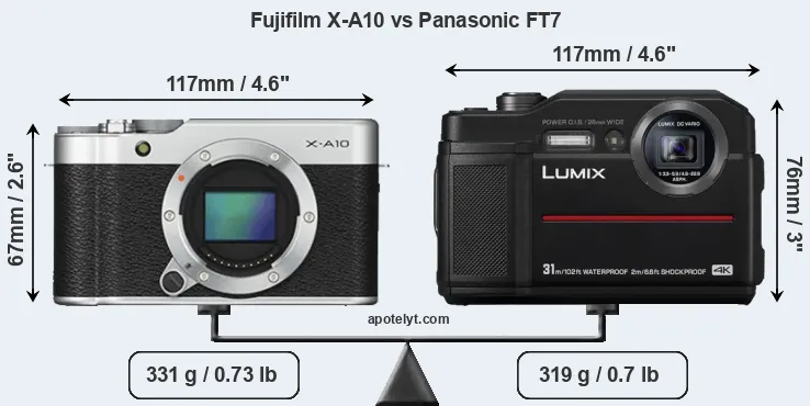 Size Fujifilm X-A10 vs Panasonic FT7