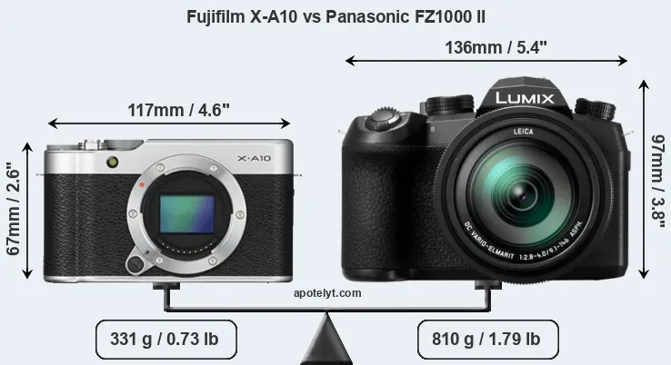 Size Fujifilm X-A10 vs Panasonic FZ1000 II
