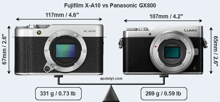 Size Fujifilm X-A10 vs Panasonic GX800