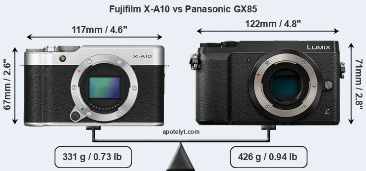 Size Fujifilm X-A10 vs Panasonic GX85