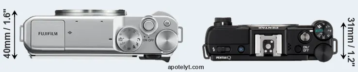 Compare X-A10 versus Pentax Q top