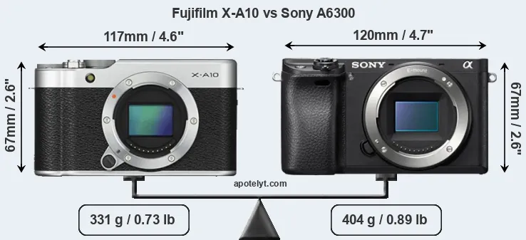Size Fujifilm X-A10 vs Sony A6300