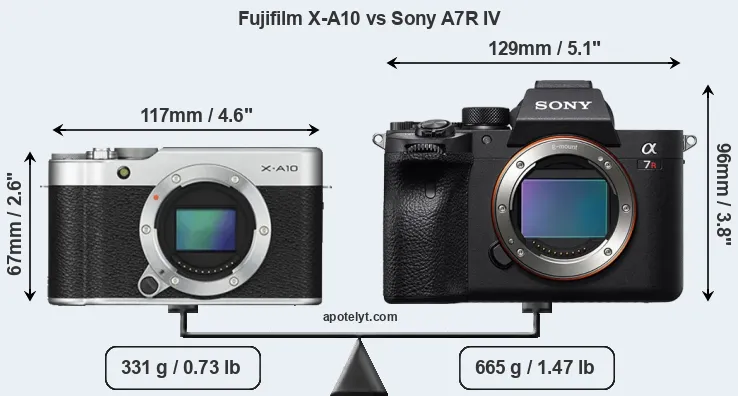 Size Fujifilm X-A10 vs Sony A7R IV