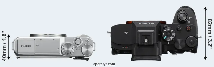 Compare X-A10 versus A7R V top