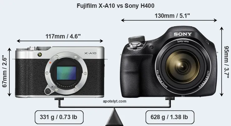 Size Fujifilm X-A10 vs Sony H400