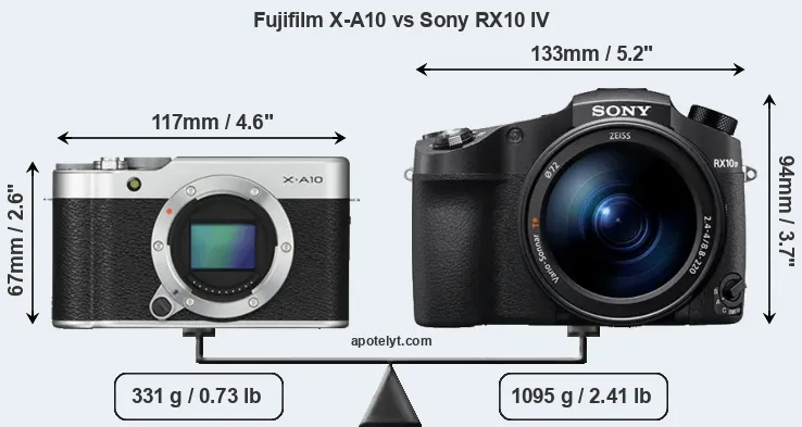 Size Fujifilm X-A10 vs Sony RX10 IV