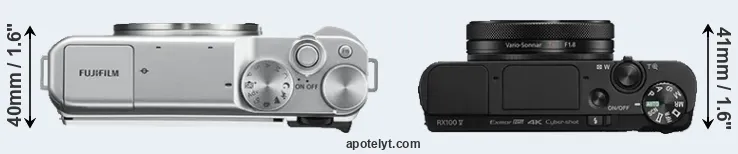 Compare X-A10 versus RX100 V top