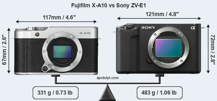 Size Fujifilm X-A10 vs Sony ZV-E1