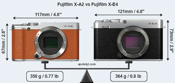 Size Fujifilm X-A2 vs Fujifilm X-E4