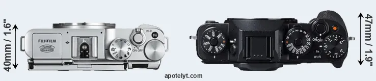 Compare X-A2 versus X-T1 top