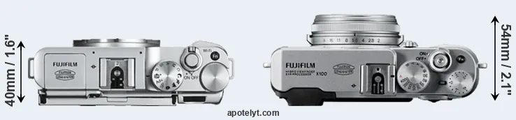 Compare X-A2 versus X100 top