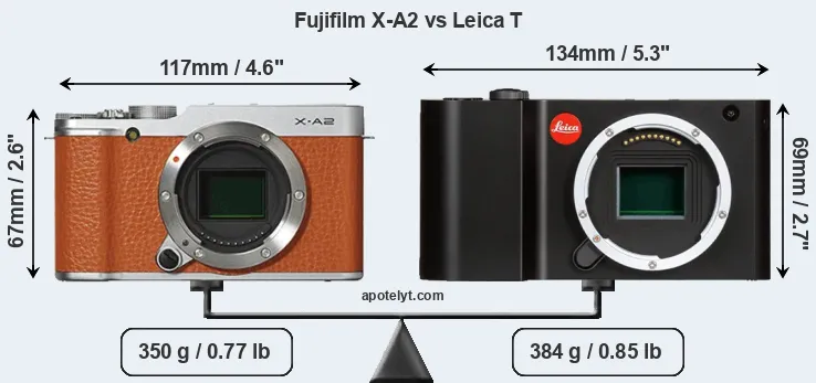 Size Fujifilm X-A2 vs Leica T