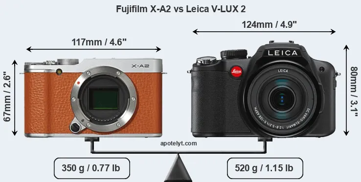 Size Fujifilm X-A2 vs Leica V-LUX 2
