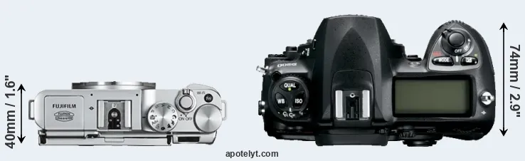 Compare X-A2 versus D200 top