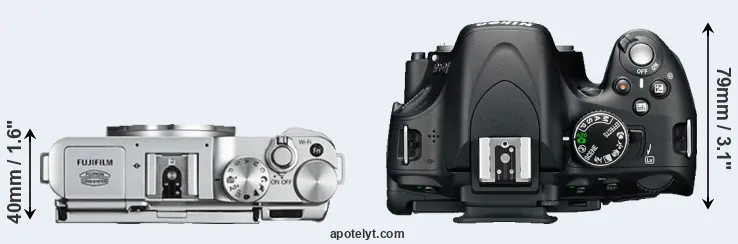 Compare X-A2 versus D5100 top