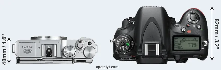 Compare X-A2 versus D610 top