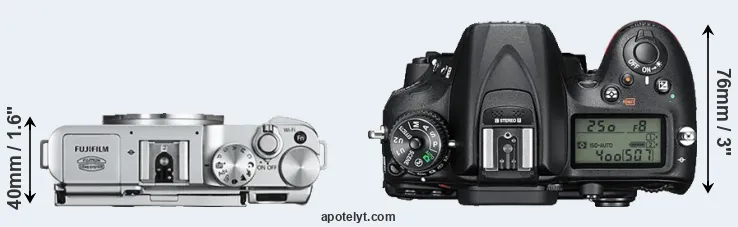 Compare X-A2 versus D7200 top